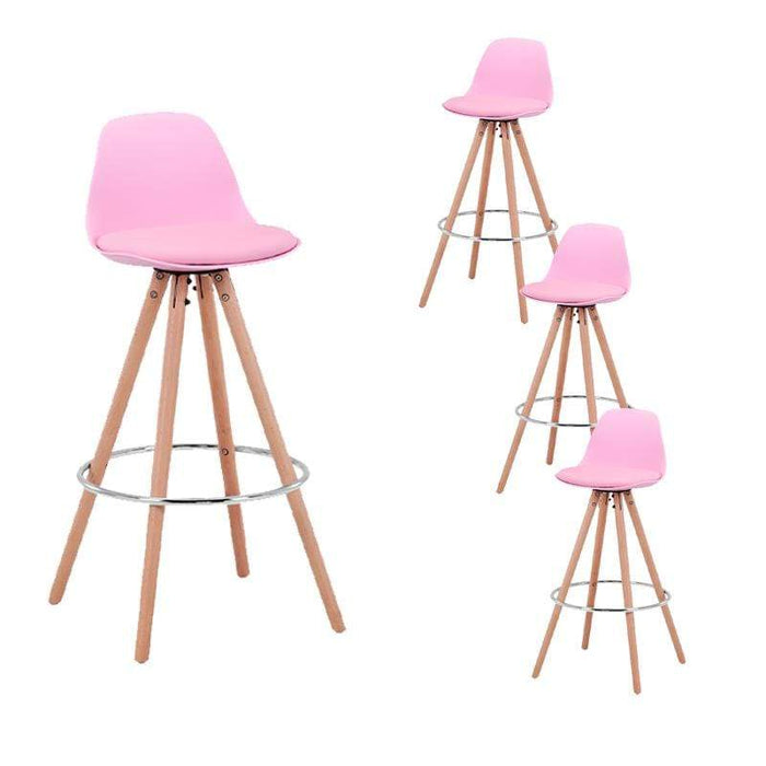 Goldfan Petit déjeuner de cuisine classique rose PP avec tabourets de bar coussin PU 4pcs