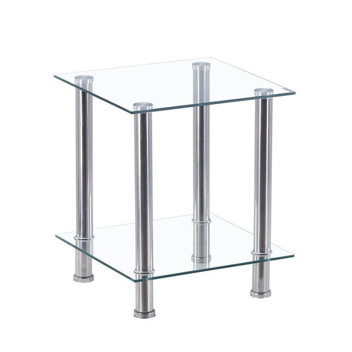 Boni 2-Layer glass Durable Living Room Small Side Table Goldfan