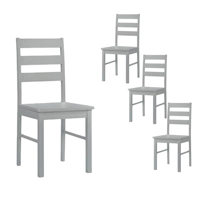 Goldfan Chaises de salle à manger en bois massif gris de style familial 4 pièces