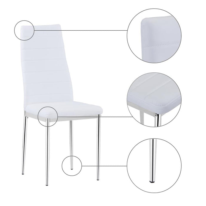 Goldfan Rimi Chaises de Salle à Manger à Dossier Haut en PVC Blanc Pieds Chrome  4 pièces