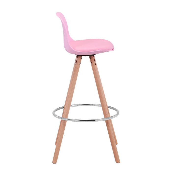 Goldfan Petit déjeuner de cuisine classique rose PP avec tabourets de bar coussin PU 2pcs
