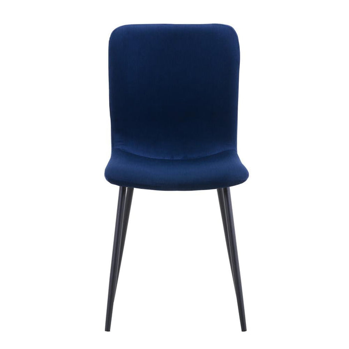 Goldfan Chaises de salle à manger en velours bleu Kyan Pieds enduits de poudre noire 4pcs