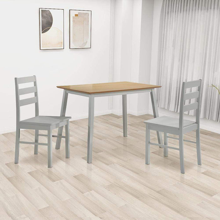 Goldfan Chaises de salle à manger en bois massif gris de style familial 2 pièces