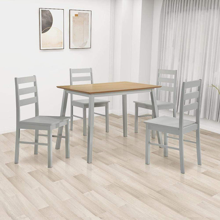 Goldfan Chaises de salle à manger en bois massif gris de style familial 4 pièces