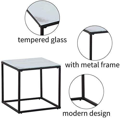 Goldfan Table d'appoint d'angle supérieure en verre clair trempé de salon d'intérieur