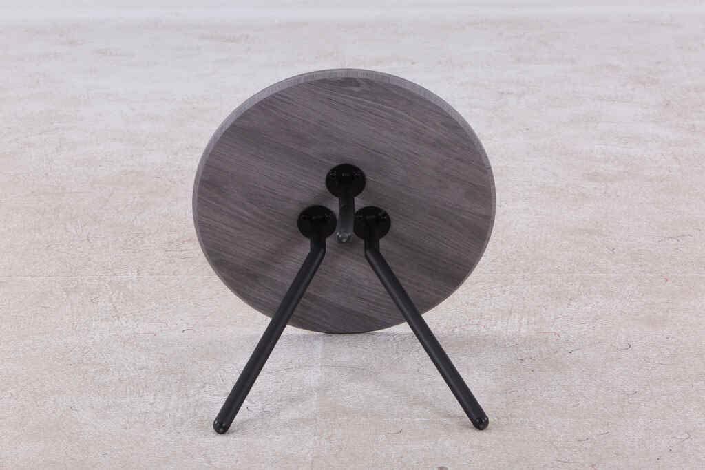 Goldfan Table basse ronde en MDF gris d'intérieur Mayz avec pieds enduits de poudre noire