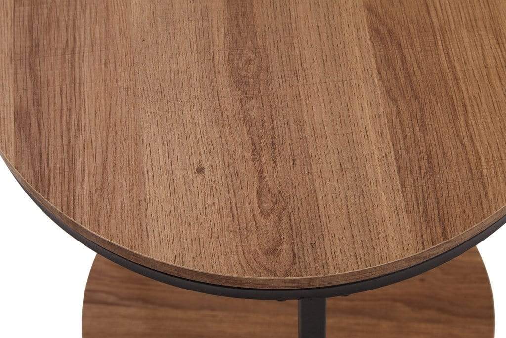 Goldfan Tables d'appoint double couche en MDF de salon en noir avec revêtement en poudre