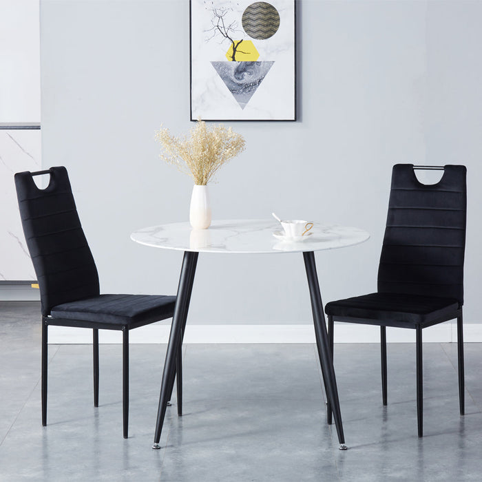 Goldfan Chaises de salle à manger en velours noir-Kacy
