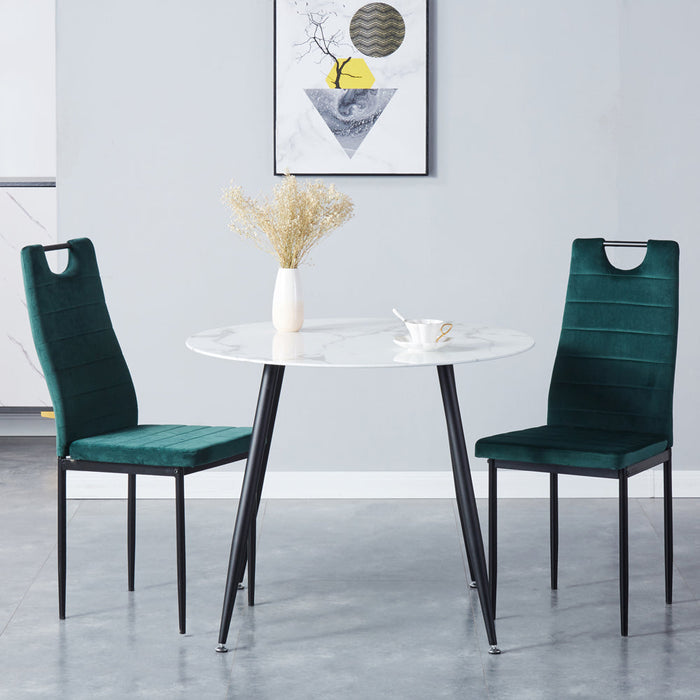 Goldfan Vente flash Chaises de salle à manger en velours vert-Kacy