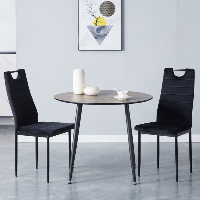 Goldfan Chaises de salle à manger en velours noir-Kacy
