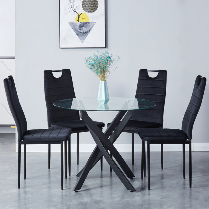 Goldfan Chaises de salle à manger en velours noir-Kacy