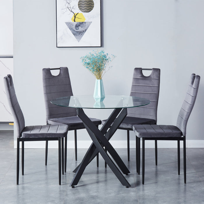 Goldfan Chaises de salle à manger en velours gris - Kacy