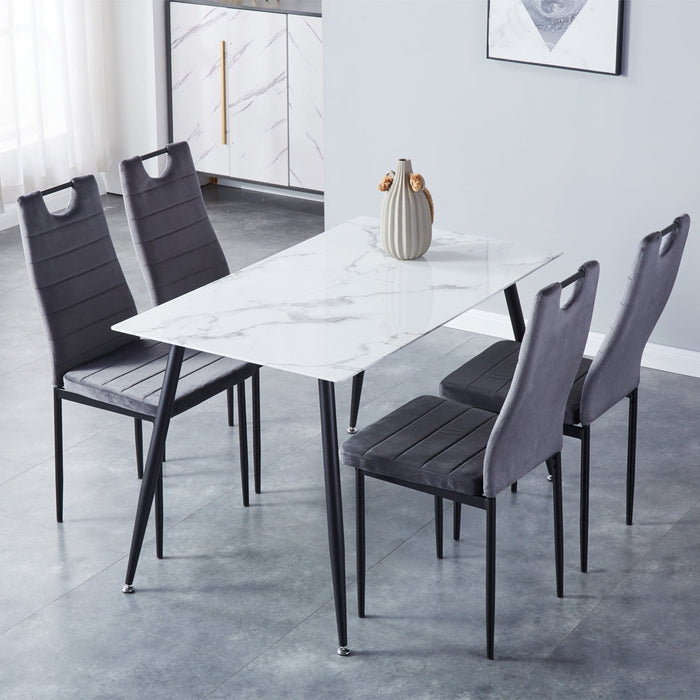 Goldfan Chaises de salle à manger en velours gris - Kacy