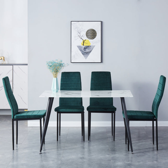 Goldfan Chaises de salle à manger en velours vert - Bonny