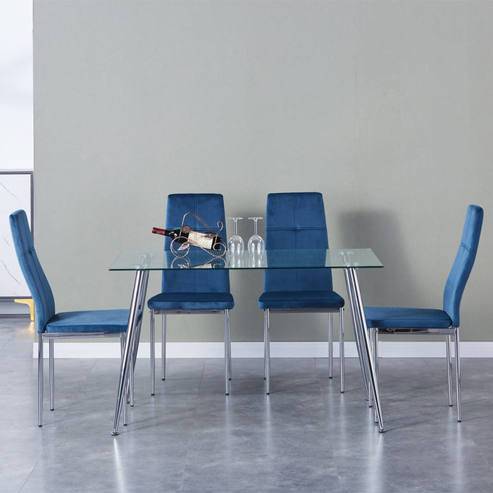 Goldfan Chaises de salle à manger en velours bleu - Noras
