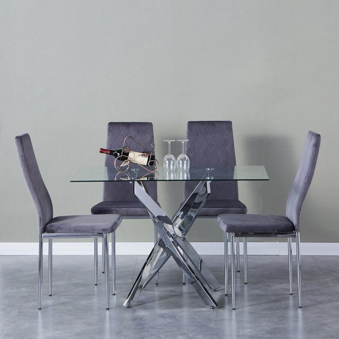 Goldfan Chaises de salle à manger en velours gris-Ves