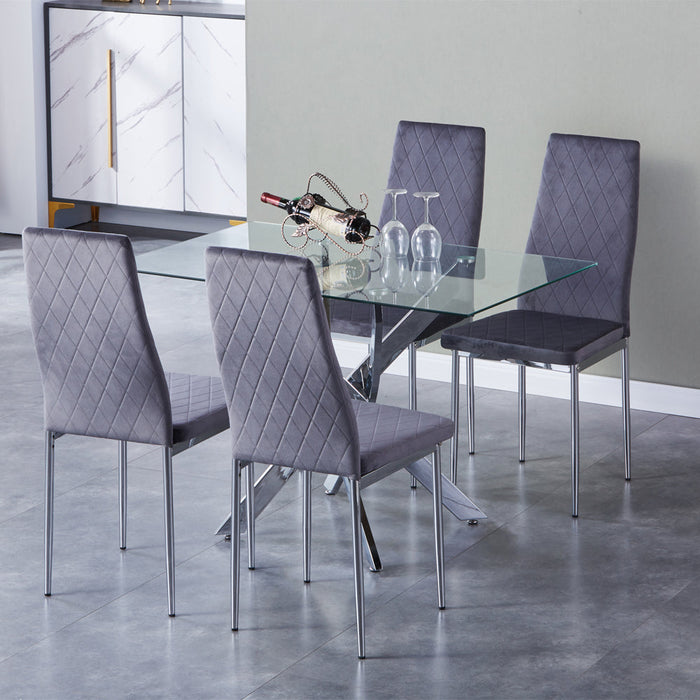 Goldfan Chaises de salle à manger en velours gris-Ves