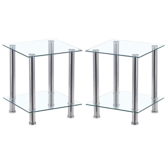 Boni 2-Layer glass Durable Living Room Small Side Table 2pcs Goldfan