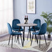 Chugo MDF Dining Table & Aton Family Style Blue UKFR Velvet Diamond Stitch Seat Black Powder-Coated Legs 4pcs Goldfan