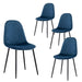 Chugo MDF Dining Table & Aton Family Style Blue UKFR Velvet Diamond Stitch Seat Black Powder-Coated Legs 4pcs Goldfan