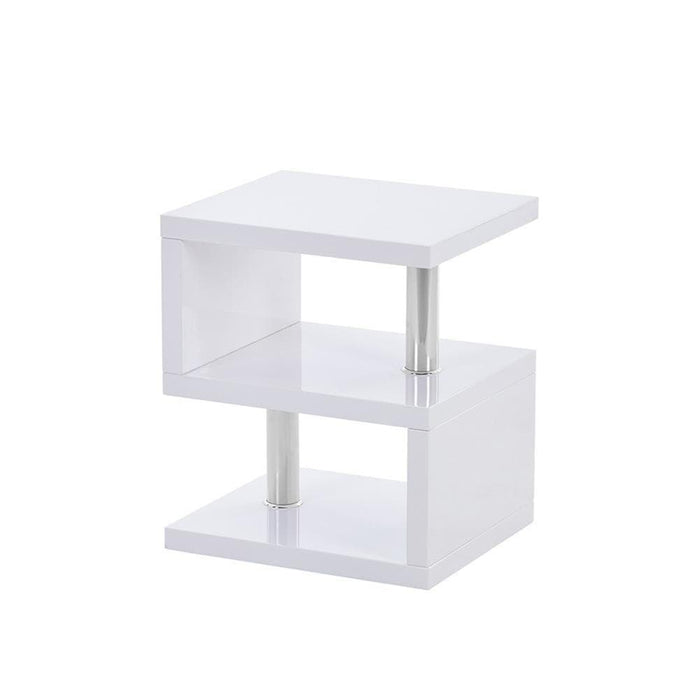 Ealcy Indoor MDF White High Gloss Top With Metal Tube Side Table Goldfan