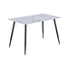 Gine Dining Room Marble Glass Top Black Powder-Coated Legs Dining Table Goldfan