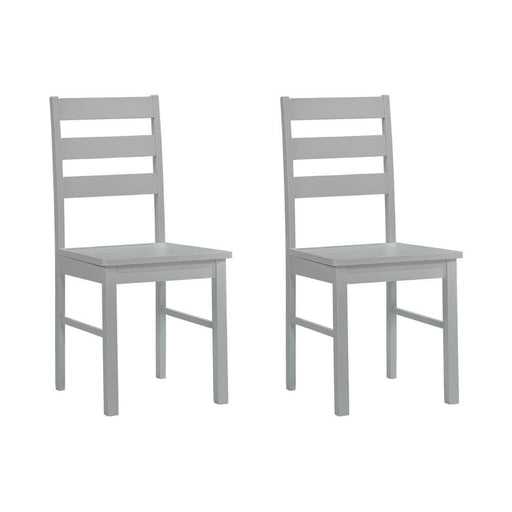 Jaxs Family Style Grey Soild Wood Dining Chairs 2pcs Goldfan