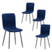 Kyan Blue Velvet Dining Chairs Black Powder-Coated Legs 4pcs Goldfan