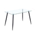 Lowry Rectangle Tempered Clear Glass Dining Table Black Powder-Coated Legs Goldfan