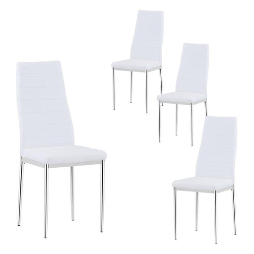 Rimi UK Style White PU High Back Dining Chairs Chromed Legs 4pcs Goldfan