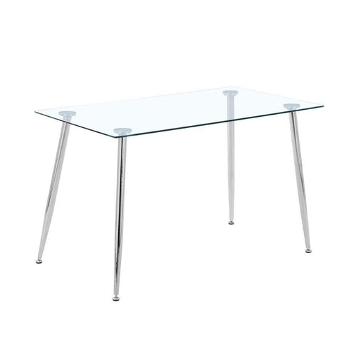Ritae Rectangle Tempered Clear Glass Dining Table Chromed Legs Goldfan
