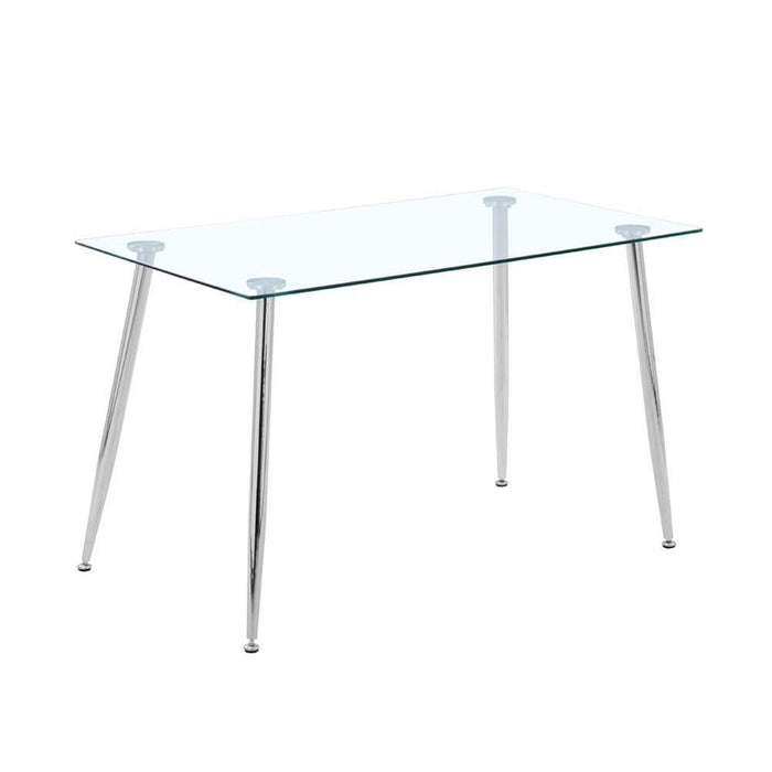 Ritae Rectangle Tempered Clear Glass Dining Table Chromed Legs Goldfan