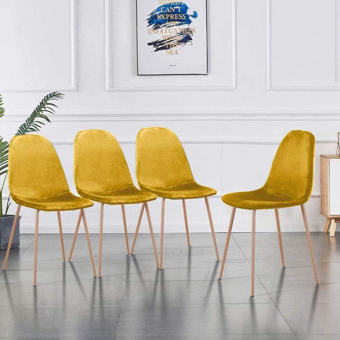 Goldfan Tobi style européen intérieur jaune Velet chaises de salle à manger jambes de transfert de chaleur 4 pièces