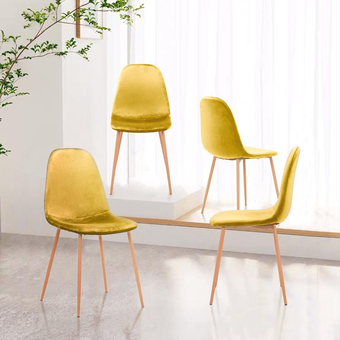 Goldfan Tobi style européen intérieur jaune Velet chaises de salle à manger jambes de transfert de chaleur 4 pièces